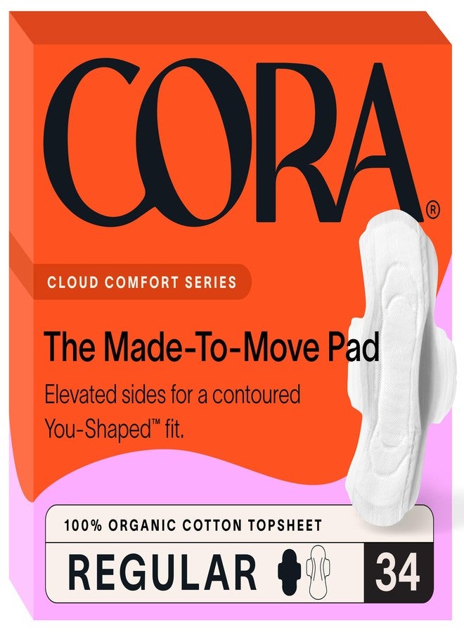 Cora 100% Organic Cotton Topsheet Pads (34 Made to Move Regular Pads) - Image 1